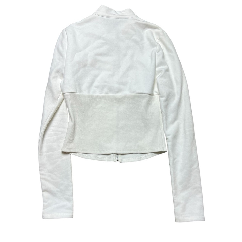 Bobbles & Lace White Zip Cropped Jacket Size Small - Picture 2 of 4